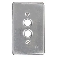 Gray steel weatherproof cover for FS series enclosures, designed for vertical mounting. Compatible with momentary contact devices. Overall height 4 9/16 inches. Suitable for outdoor or damp industrial locations to protect electrical connections from moisture and debris.