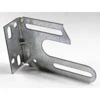 This center-mounting bracket supports and guides garage door rollers during operation. It provides a stable mounting point for the roller shaft, facilitating smooth door movement. Suitable for use in residential or commercial garage door systems