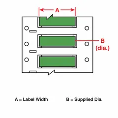 Polyolefin sleeve label in green matte finish, sized 1 in x 1 in, for wire gauges 10 AWG to 2 AWG. Compatible with i5100 printer series. Used for permanent wire and cable identification in industrial electrical installations.