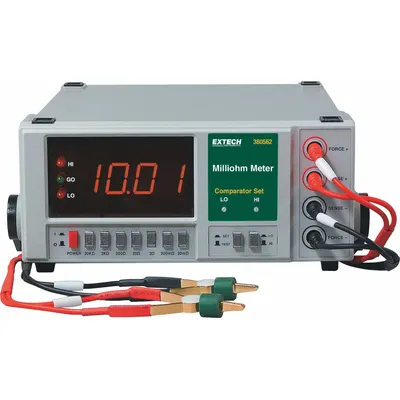 EXTECH Milli Ohmmeter: 20 microohm to 20 kiloohm, Digital, No Output - Milli- & Micro-Ohm Meters