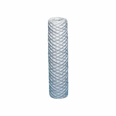 String-wound water filter cartridge with polypropylene twine/polypropylene media. Rated at 3 microns for sediment removal. Overall height 9 7/8 inches. Used for sediment filtration in industrial water systems, protecting downstream equipment such as pumps and valves.