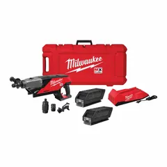 Handheld cordless core drill with 6-inch coring capacity in concrete. Features a brushless motor and mechanical drive, powered by 72V DC system. Includes two 3.0 Ah batteries and one charger. Suitable for drilling large-diameter holes in concrete, brick, and masonry for plumbing, electrical, and HVAC installations.