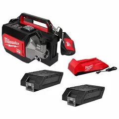Handheld cordless concrete vibrator powered by a 72V DC brushless motor with a 6.0 Ah battery. Features a 21 ft length and 2 1/2 in diameter for consolidating fresh concrete in slabs, walls, columns, and foundations. Includes MX FUEL charger.