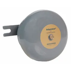 This 6-inch diameter bell alarm from EDWARDS SIGNALING is designed for hazardous locations and operates on 120V AC. Suitable for both indoor and outdoor use, it produces a bell sound signal for safety and warning applications in industrial environments. The unit is finished in gray.