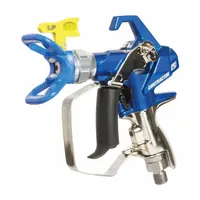 This GRACO airless spray gun is constructed with stainless steel for use with coatings, enamels, lacquers, and stains. It features a 1/4 in NPSM air inlet and includes a RAC X Tip Guard. Suitable for industrial finishing, maintenance painting, and woodworking applications requiring precise fluid delivery