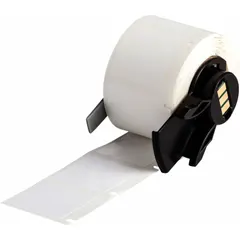 White autoclavable polyester precut labels, 29/32 in x 29/32 in. Designed for use with Brady M710 printer (with Media Adapter) and M61-R6410 ribbon. Suitable for labeling equipment and instruments in environments requiring sterilization.