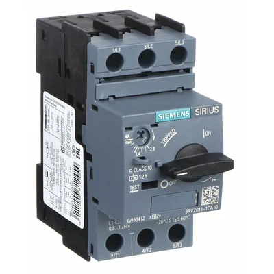 Siemens Manual Motor Starter: Non-Reversing, 3 Poles, 4 A, Thermal Protection - Non-Reversing Starters with Thermal Overloads