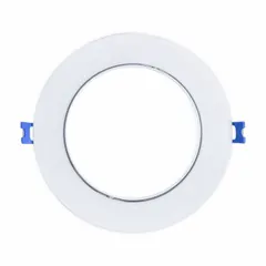This low-profile canless downlight features a gimbal design for directional aiming, suitable for accent or task lighting in residential and commercial settings. It delivers 350 to 500 lumens at 8 W, replacing a 60W incandescent, and operates on 120 to 277V AC. The fixture is dimmable, with a black trim and a color temperature of 2700K.