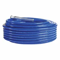 This 100-foot nylon hose with 1/4-inch inside diameter is designed for airless paint sprayers. It features female fittings and a maximum operating temperature of 180°F, suitable for delivering paints in industrial coating applications