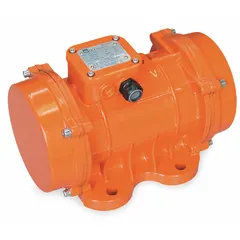 General purpose electric vibrator for moving, compacting, or separating bulk materials in hoppers, chutes, and screens. Operates on 230/460V AC with 1.95 A/3.90 A, delivering 3,600 vibrations per minute at 76 dBA. Rated for continuous duty.