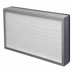 HEPA filter for fume hoods, capturing 99.97% of airborne particulates down to 0.3 microns. Suitable for laboratory, pharmaceutical, and industrial ventilation systems requiring particulate control.