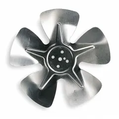 Aluminum fan blade with 5 blades and 9-inch diameter. Suitable for use in HVAC and refrigeration systems for moving air in condenser fans, evaporator units, and ventilation equipment.