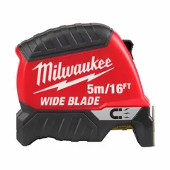 This 16 ft / 5 m tape measure features a magnetic single hook tip for attaching to metal surfaces, enabling hands-free measuring. The blade displays both inch (1/16 in increments) and metric graduations. It includes a manual lock and is tether ready. Suitable for construction, HVAC, electrical, and framing tasks.
