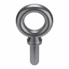 Steel plain machinery eye bolt blank with shoulder. Shank length 2 1/4 in, eye inside diameter 1 11/16 in. Nut not included. Used in lifting and rigging applications where a threaded lifting point is required; the shoulder provides a secure seating surface. Blank requires threading before use.