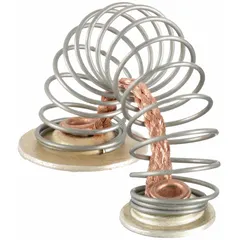 Replacement brush spring for carbon brush assemblies in power tools and industrial equipment. Maintains proper brush contact with the commutator to support efficient motor operation. Suitable for use in drills, grinders, and saws.
