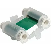 Green resin ribbon for single-color printing, compatible with Brady BMP71 printers. Scratch-resistant finish suitable for industrial labeling applications such as asset identification, safety signs, and wire/cable marking. RoHS compliant to 2011/65/EU