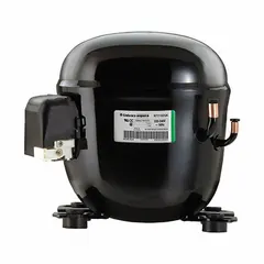Hermetic reciprocating compressor for R-404A refrigerant. Provides 2,628 BtuH cooling capacity at 3/4 hp. Discharge line connection size is 1/4 in. Used in commercial refrigeration systems such as walk-in coolers, freezers, and display cases.