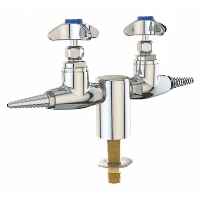 INSTOCK Needle Valve: Needle Valve, Threaded Shank, 2 Handles, 2 Outlets, Cross - Laboratory Turrets & Valves