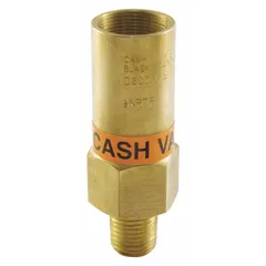 This CASH VALVE pressure relief valve is designed for cryogenic service, protecting vessels and piping from overpressure in low-temperature environments. It features a PTFE seat, 1/4 in MNPT x 1/4 in MNPT connections, and a set pressure range of 30 psi to 614 psi. Typical applications include industrial gas handling and cryogenic fluid circuits.