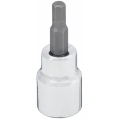 This hex bit socket features a 7/32 in hex tip with a fixed insert design. It has an overall length of 1-3/4 in. Used for driving hex-head fasteners in assembly, maintenance, and repair tasks.