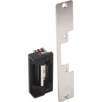 This electric strike accommodates both cylindrical and mortise locksets for access control applications. Constructed of stainless steel, it measures 7 15/16 inches in height and operates on 11 to 16V AC input voltage. Rated heavy duty (Performance Duty Rating 1), it is suited for commercial and industrial environments requiring remote door release