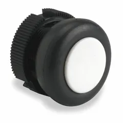 Momentary flush-mount push-button operator from the XAC series. Features a non-metallic push button and a recessed design to prevent accidental actuation. Suitable for industrial control panels requiring start/stop or signaling commands.