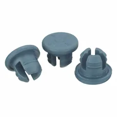 Synthetic rubber stopper made from bromobutyl material, complying with EP 3.2.1 standards. Gray color, with a top diameter of 20 mm, bottom diameter of 13.2 mm, and overall height of 14.2 mm. Used for sealing vials and laboratory containers requiring gas-tight and moisture-resistant closures.