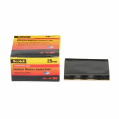 Vinyl and mastic tape square, 2-1/2 by 2-1/2 inches, 45 mil thick, black. Designed for moisture-resistant insulation and sealing of electrical connections, splices, and cable jackets. Suitable for industrial maintenance and electrical repair applications.
