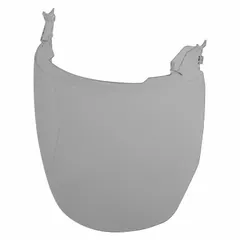 Polycarbonate replacement visor for face shields. Gray, reusable, 5-pack. Overall height 9 3/4 inches. Suitable for industrial applications requiring impact protection.