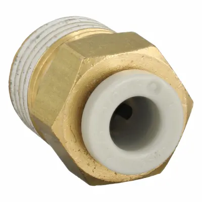 SMC KQ2H04-01AS Push-to-Connect x BSPT Adapter, 4 mm OD x 1/8" - Polybutylene & Brass Tube Fittings