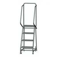 BALLYMORE Rolling Ladder: 3.2 ft Platform Ht, Unassembled, Steel, Wt-Actuated, Expanded Metal (MPN H418X)