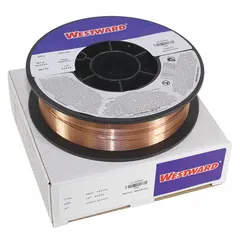 Low-alloy steel MIG welding wire on an 11 lb plastic spool. Diameter 0.035 in. As-welded tensile strength 80 ksi, yield strength 68 ksi. Used for welding low-alloy steels requiring creep resistance, such as in pressure vessels, boilers, and piping.