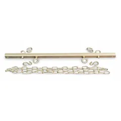 This surface-mount bracket is made of aluminized steel and includes a chain set, five S hooks, and a bracket piece. It is designed for use with infrared tube heaters in gas wall and ceiling heater installations.