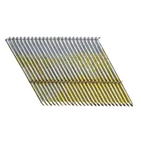 These 3-inch-long, galvanized, flat, smooth steel framing nails feature a diamond point and are wire-collated for use with compatible pneumatic tools. The galvanized finish provides corrosion resistance for exterior or treated-lumber projects. Suitable for structural framing, sheathing, and decking applications