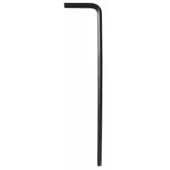 This L-shaped hex key has a 3 mm tip size and is made of alloy steel with a black oxide finish. It is designed for driving hex socket screws in assembly, maintenance, and repair tasks. The long length provides extended reach in confined spaces.