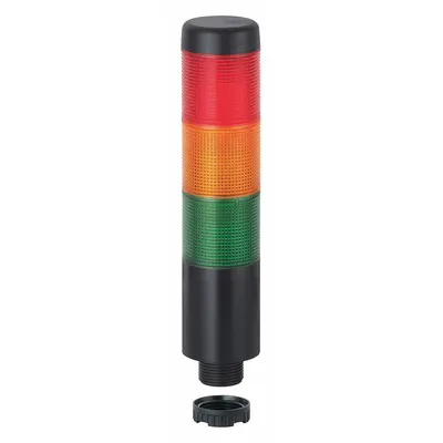 WERMA Tower Light Assembly: 3 Tier, Green/Red/Yellow, Sounder Tier Included - Three-Tier Tower Light Assemblies