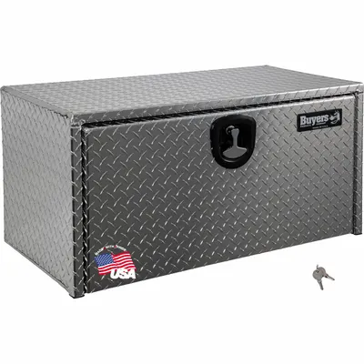 BUYERS PRODUCTS Single Drop-Down Door Box, Silver, Keyed - Single Drop-Down Door Boxes