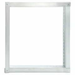 This galvanized steel retaining angle is used to secure fire dampers in HVAC ductwork, helping maintain fire-rated compartment integrity. It measures 23-3/4 inches in height and width, forming a frame that holds the damper in place during a fire event. Typical applications include commercial and industrial buildings requiring fire safety compliance.