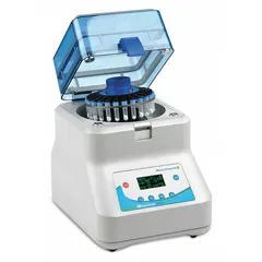 Benchtop homogenizer with speed range of 4 mps to 7 mps and maximum working volume of 24 mL. Includes a 24-place tube holder. Suitable for blending, emulsifying, and disrupting biological samples in laboratory settings.