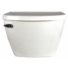 This pressure-assist toilet tank from AMERICAN STANDARD features a metal left-hand trip lever and a white finish. It is ADA compliant and designed for use in commercial or residential settings where accessibility and efficient flushing are required.