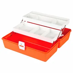 This medical hard sided case is constructed of orange copolymer resin with a latch closure. It includes heavy-duty trays for organized storage of first aid supplies. Suitable for use in industrial, medical, and emergency response settings.