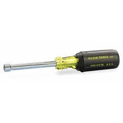 SAE-sized nut driver with a 3-inch hollow round shank for driving hex nuts and bolts. Non-magnetized tip. Suitable for general fastening tasks where clearance over threaded rods is needed.