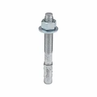 Galvanized steel wedge anchor for fastening into solid concrete. 1/2" diameter, 1/2"-13 thread size, 4-1/4" overall length. Supplied in a 25-pack