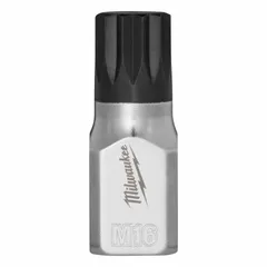 This MILWAUKEE square bit socket features a 16 mm triple square tip and a 3/8 in drive size. With an overall length of 1 29/32 in, it is designed for driving fasteners with XZN recesses in industrial assembly, maintenance, and repair tasks.