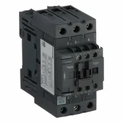 3-pole non-reversing contactor rated 40 A with 3 normally open contacts and a 24V DC coil. Integrated surge suppression included. Suitable for switching motors, lighting, and other loads in industrial control panels and automated machinery.