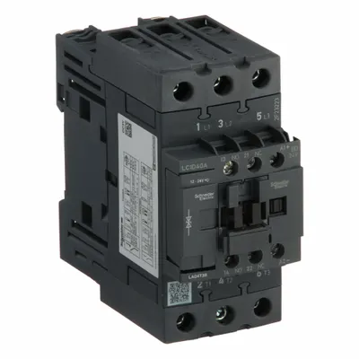 SCHNEIDER Magnetic Contactor: Non-Reversing, 3 Poles, 3NO Contacts, 40 A - Non-Reversing IEC Contactors