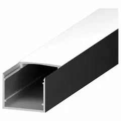 Black end cap for linear light channels. Used to finish and protect the ends of tape light channels in architectural, commercial, and industrial lighting installations.