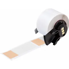 Vinyl wraparound label in orange matte finish, 2 1/2 in x 1 in, with a 1 in width for wire gauges 6 AWG to 0 AWG. Designed for permanent identification of wires in industrial cable marking, electrical panels, and machinery. Compatible with M710 printer series and requires M7-R4300 ribbon.