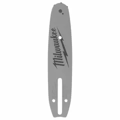 This MILWAUKEE guide bar is designed for use with compatible Milwaukee chain saws. It features an 8-inch length, 3/8-inch pitch, 0.05-inch gauge, and 33 drive links, making it suitable for cutting wood in applications such as pruning, trimming, and light-duty cutting tasks.