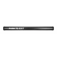 The SECURITRON EMB-BK is a push-to-exit panic bar with a touchbar style and push-button operation. It measures 36 inches wide, 1 5/8 inches deep, and has a black metal finish. This device is ADA compliant, making it suitable for emergency egress in commercial buildings where accessible exit hardware is required